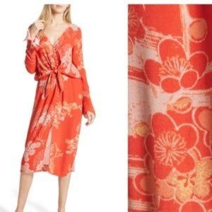 Free People Orange Floral Midi Dress